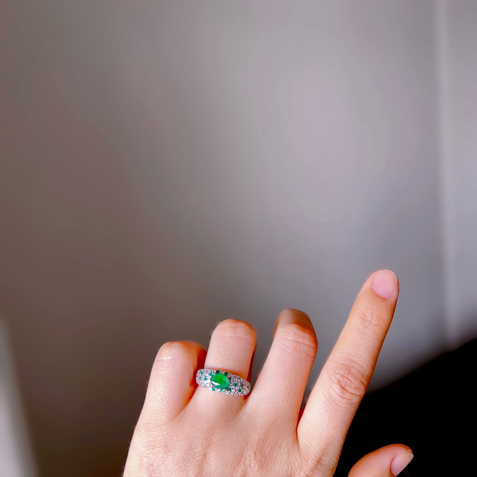 Natural jadeite Ring - 9