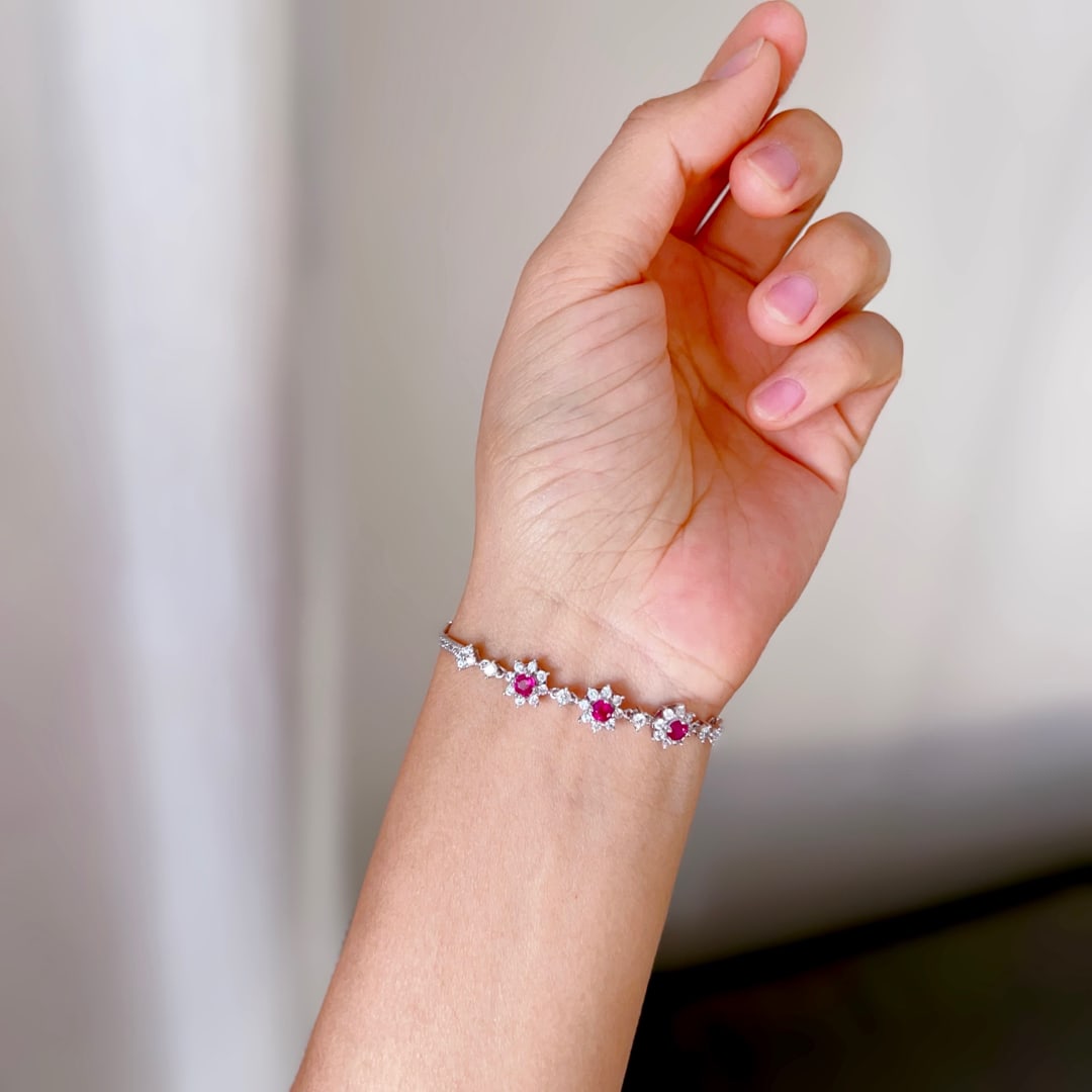 S925 Silver Ruby Bracelet - 8