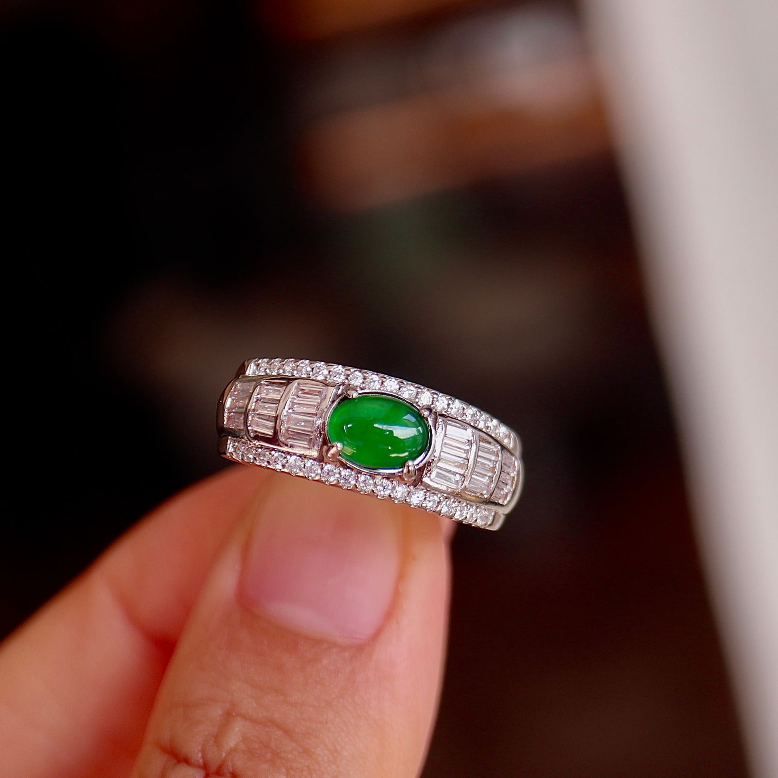 Natural jadeite Ring - 6