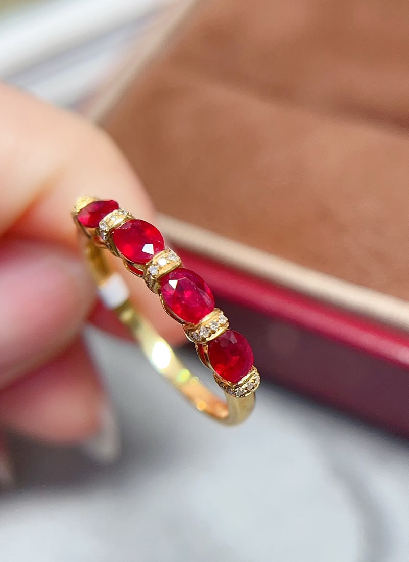 18K Gold Natural Ruby Ring - 4