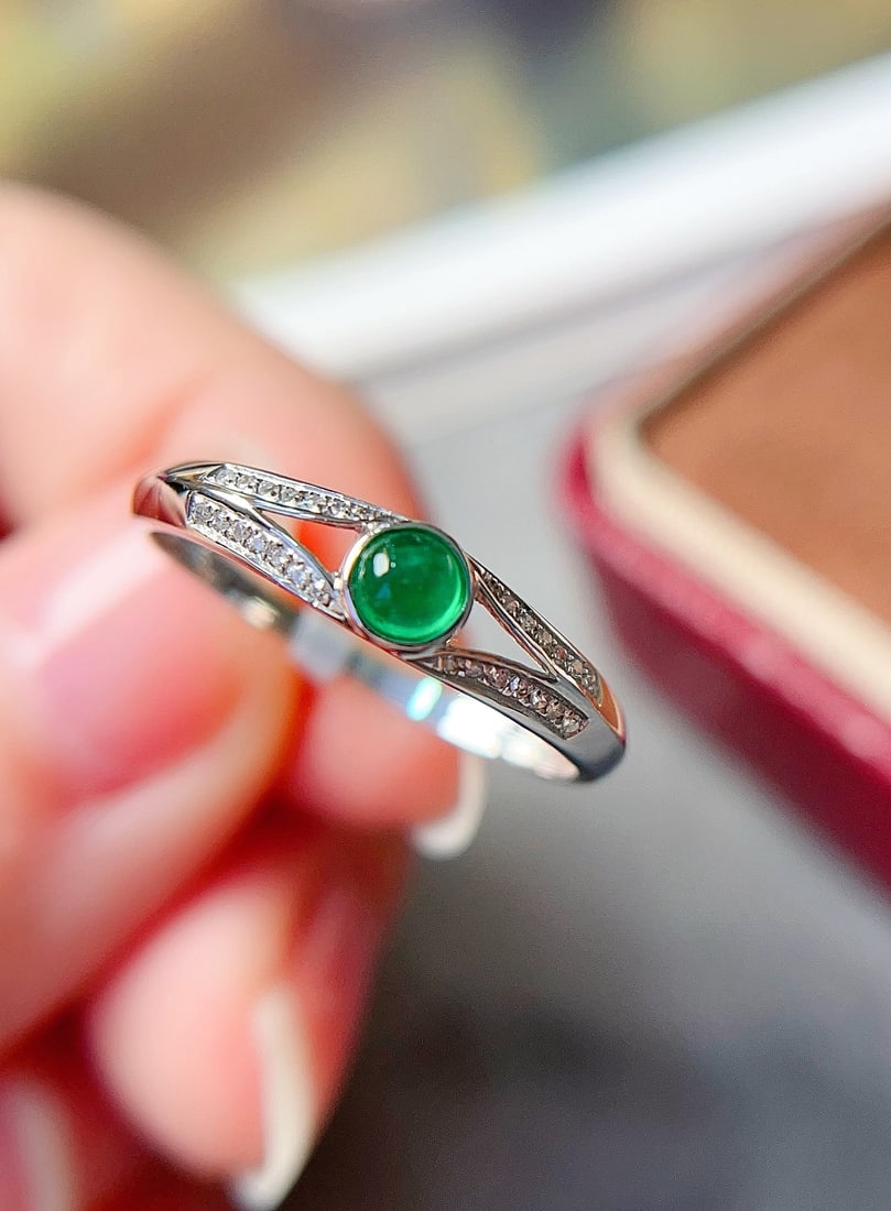 18K gold emerald ring - 4
