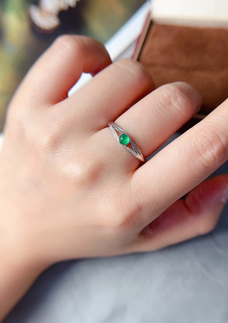 18K gold emerald ring - 5