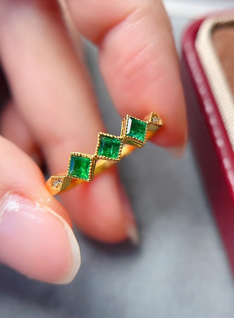 18K gold emerald ring - 2