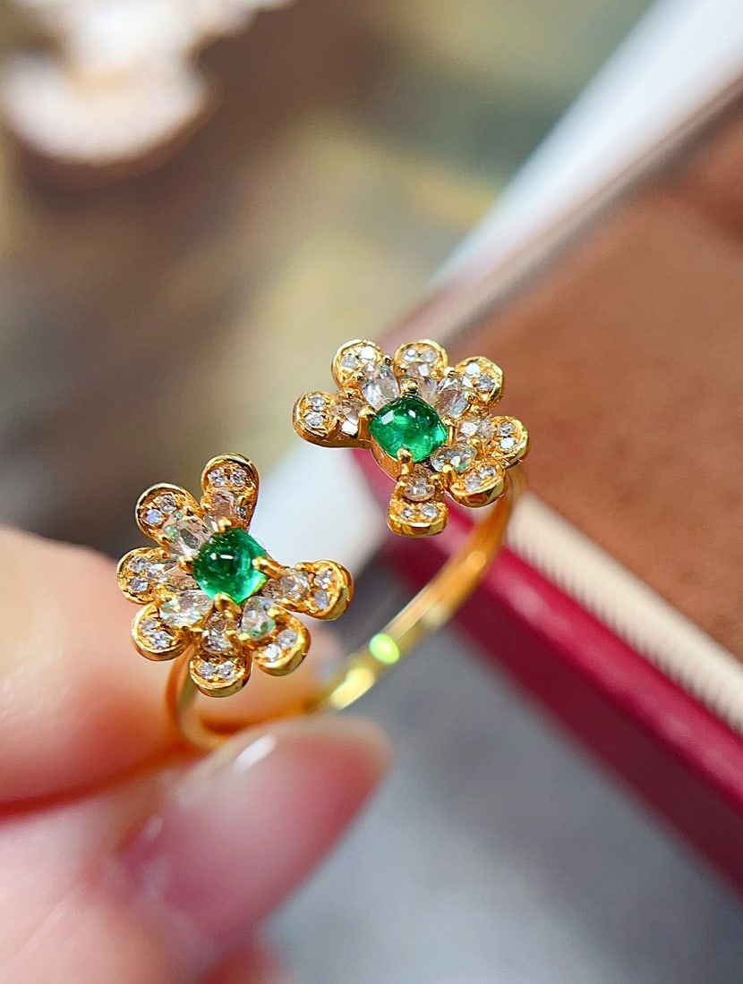 18K gold emerald ring - 4