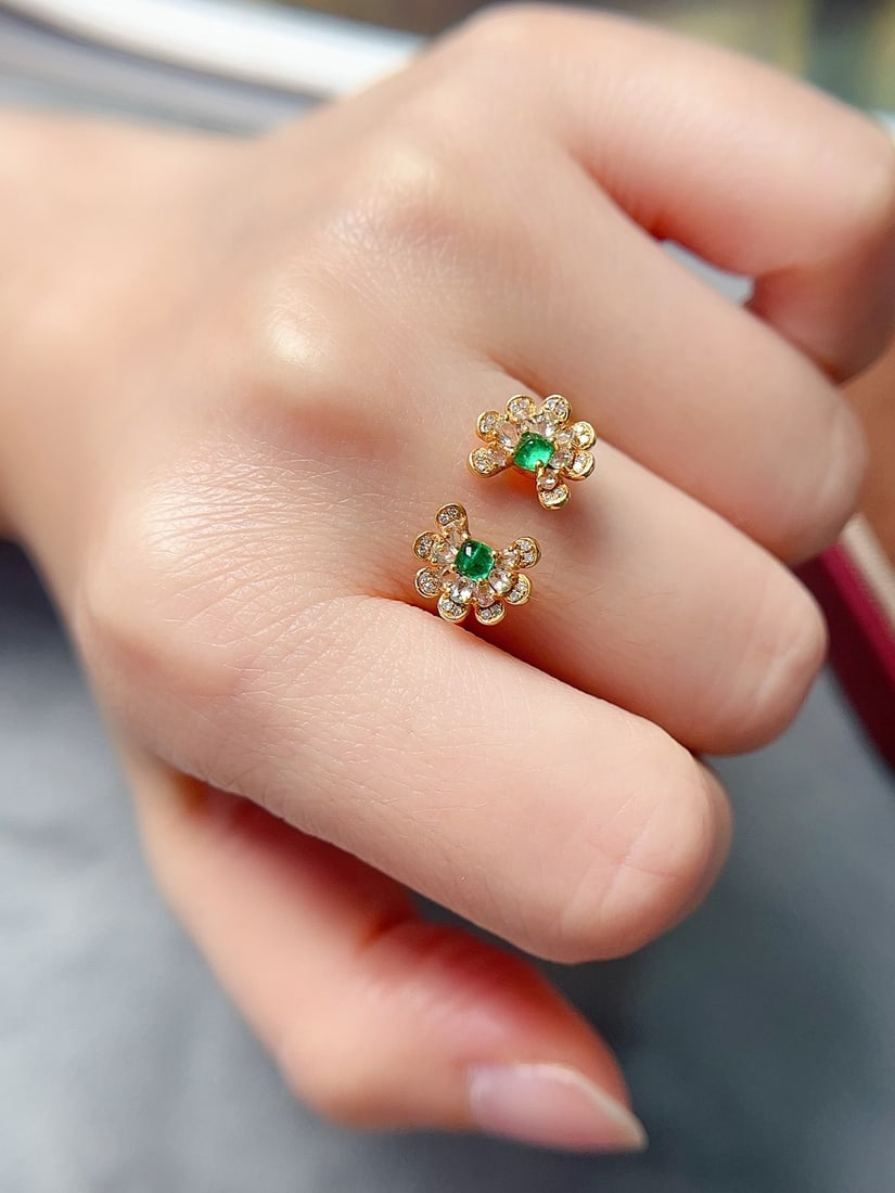 18K gold emerald ring - 5
