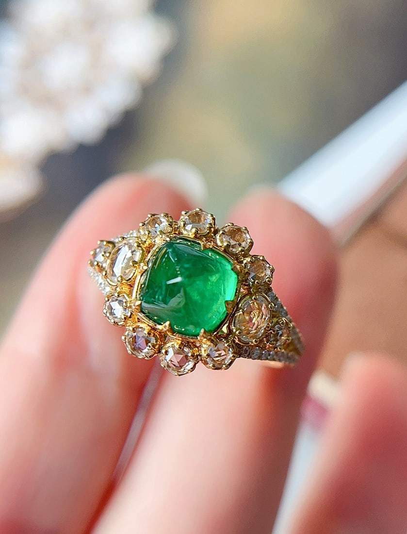 18K gold emerald ring - 3