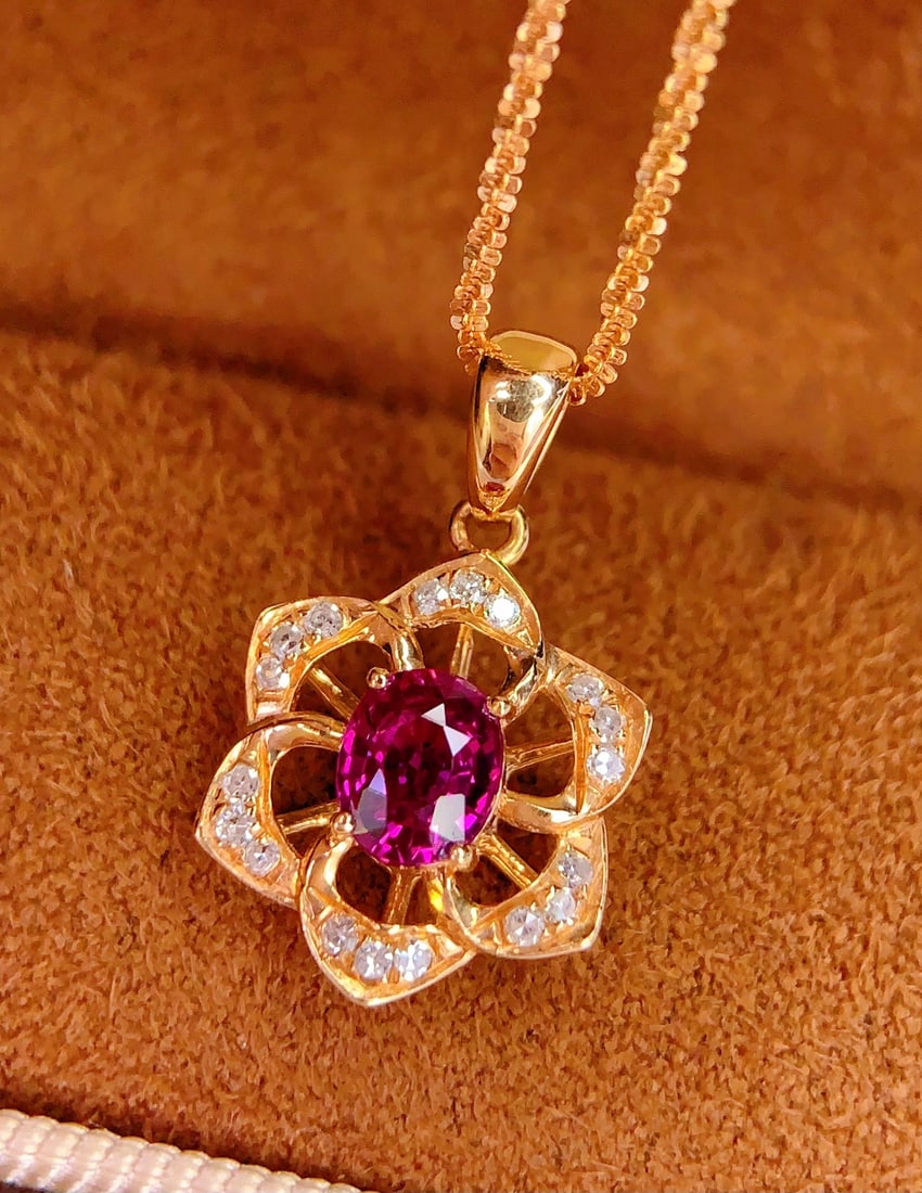 18K natural ruby pendant - 5