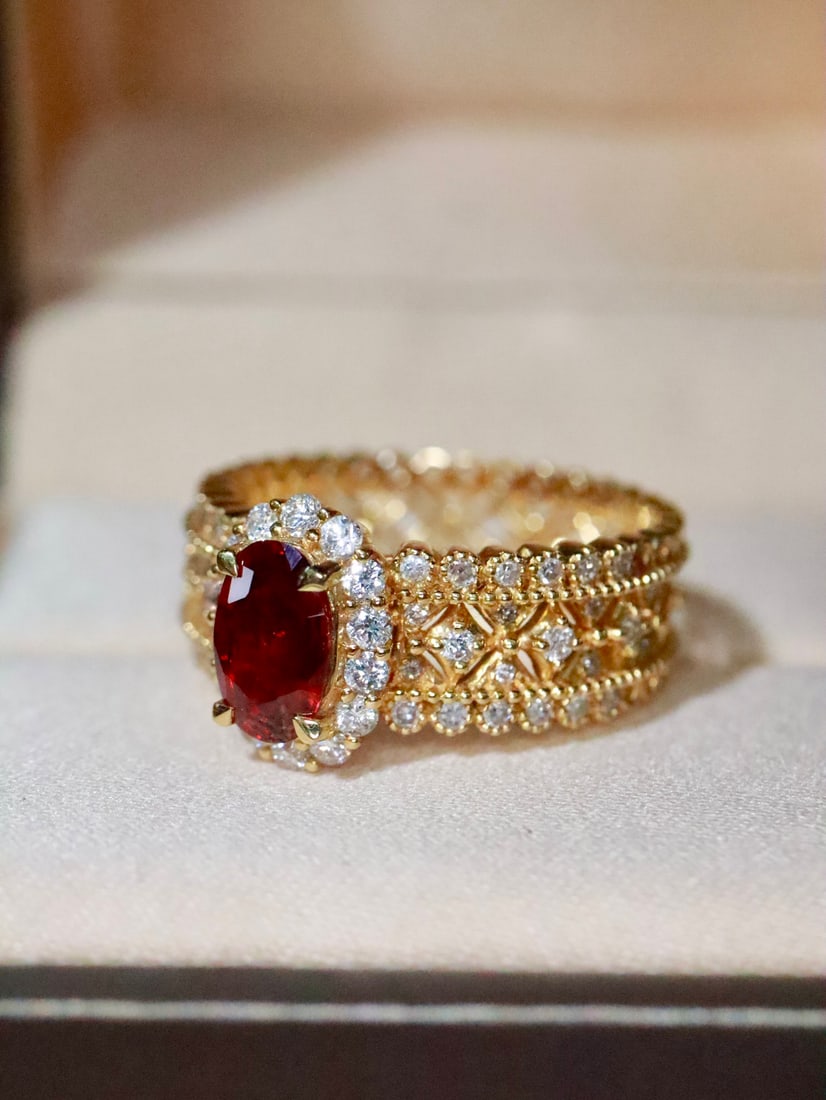 18K Gold Natural Ruby Ring - 2