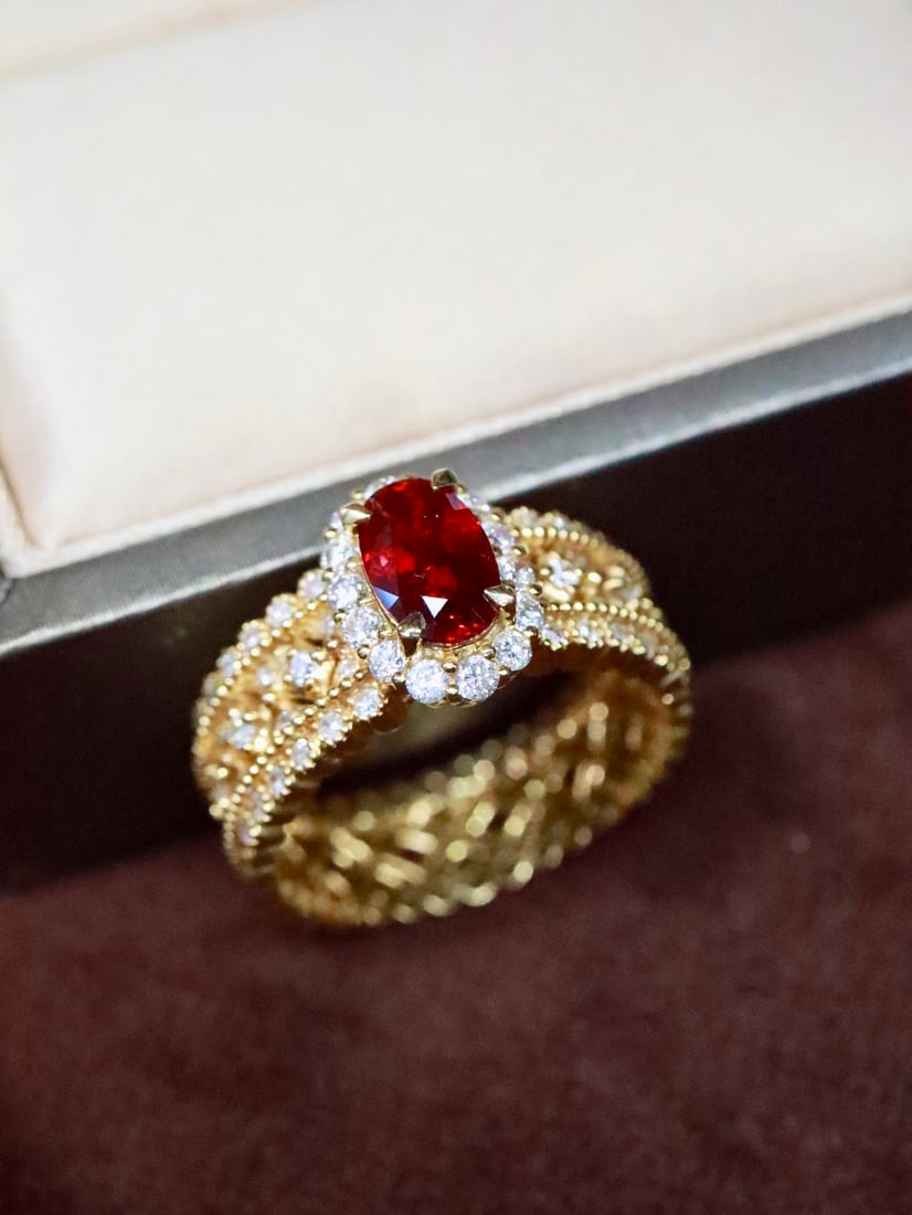 18K Gold Natural Ruby Ring - 4