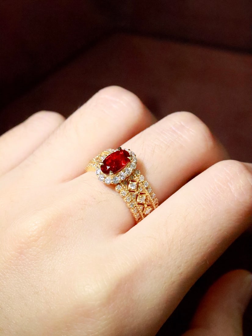 18K Gold Natural Ruby Ring - 6
