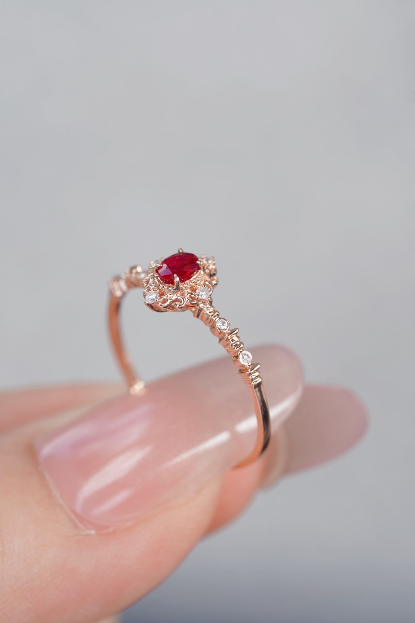18K Gold Natural Ruby Ring - 3