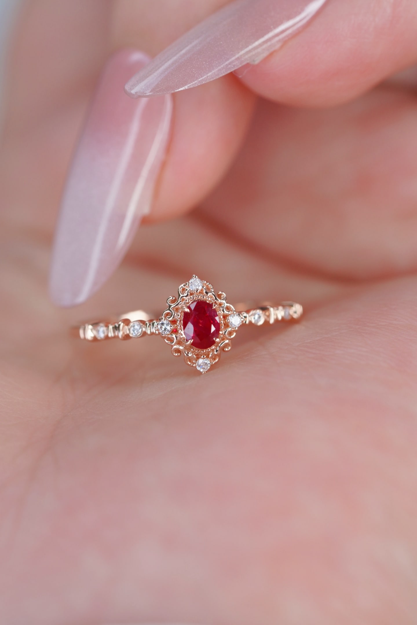 18K Gold Natural Ruby Ring - 4