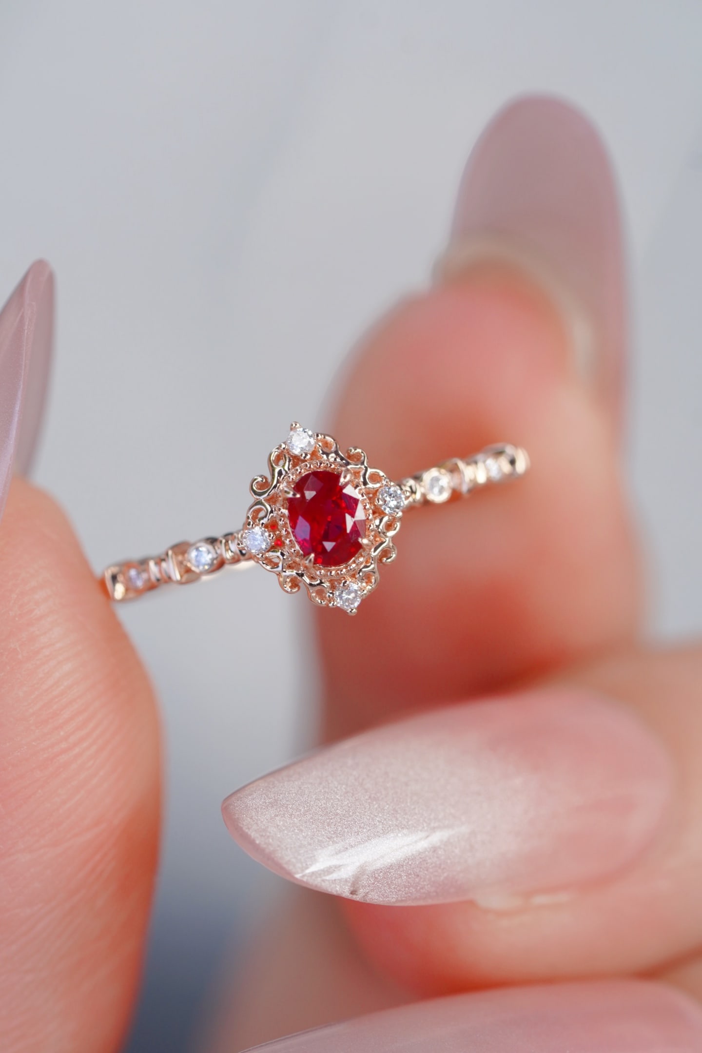 18K Gold Natural Ruby Ring - 5