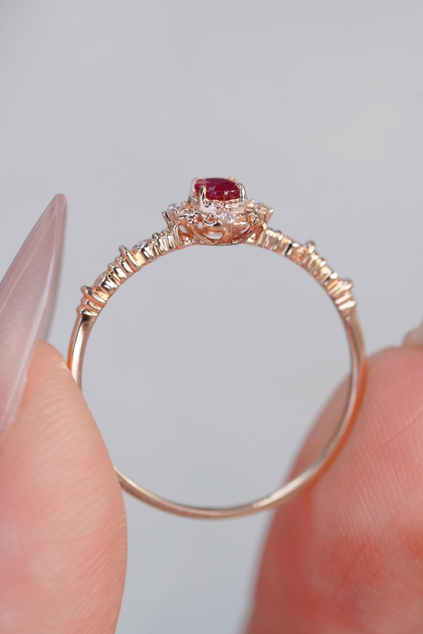 18K Gold Natural Ruby Ring - 6