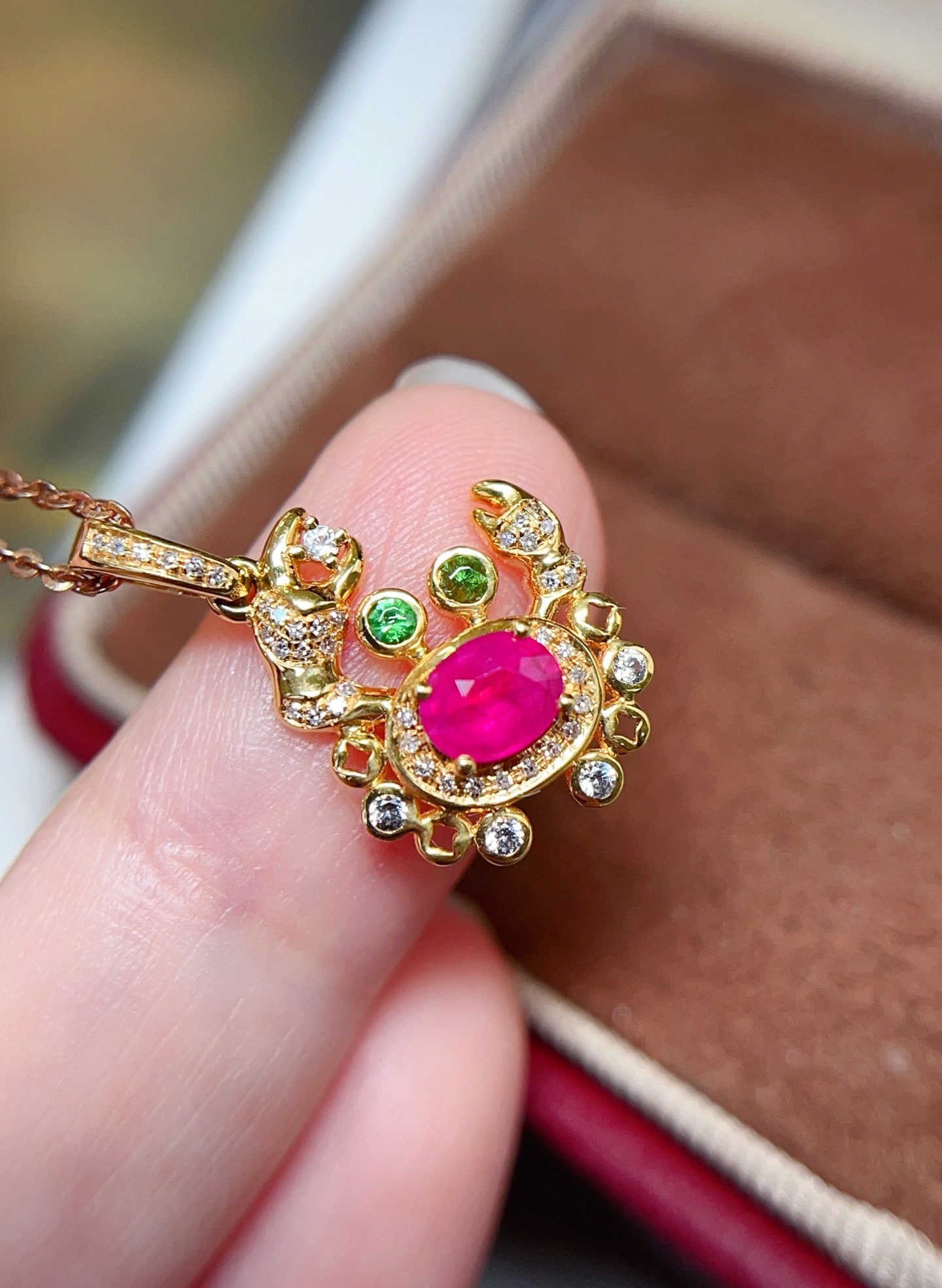 18k Gold Ruby Pendant - 2