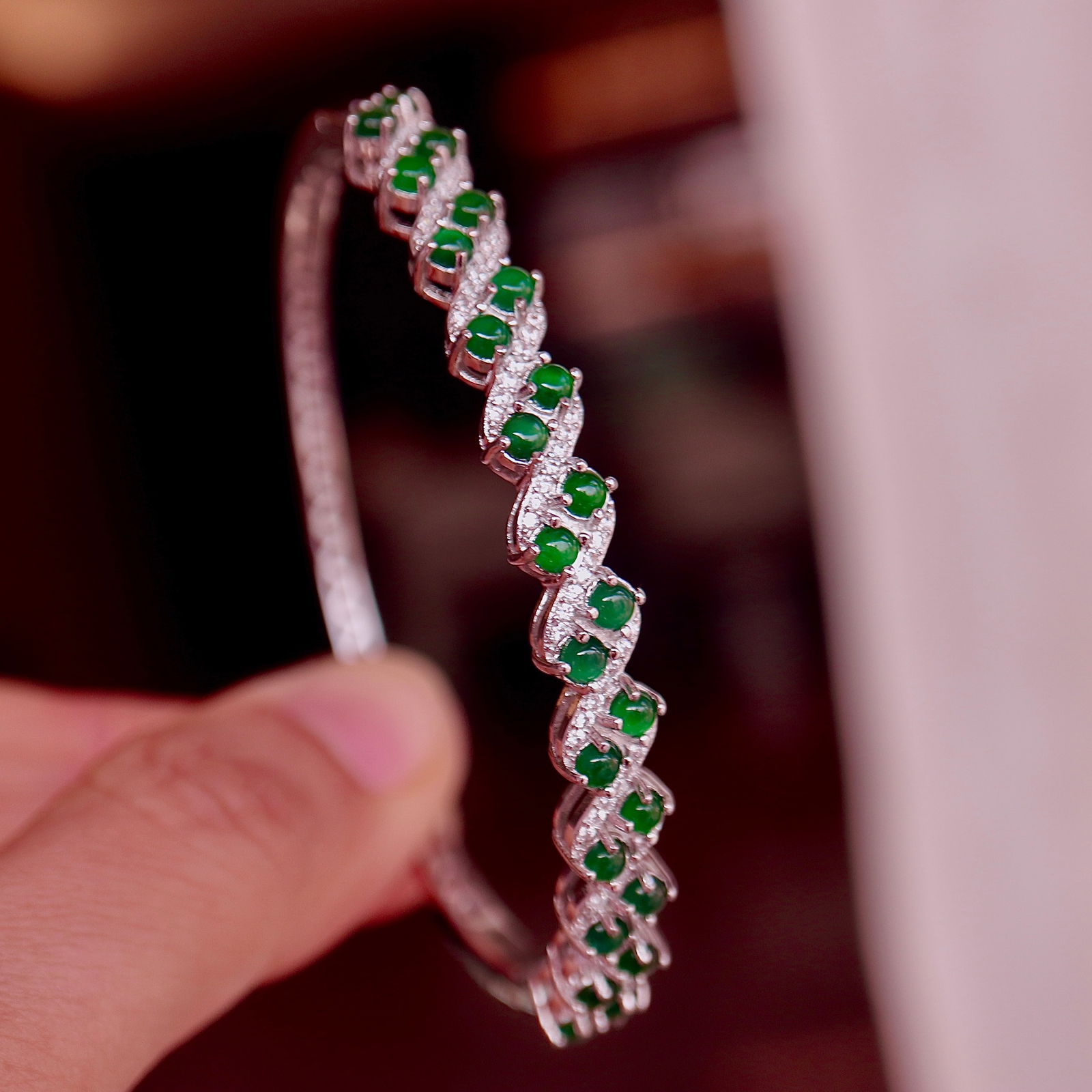 Natural jadeite bangle - 6