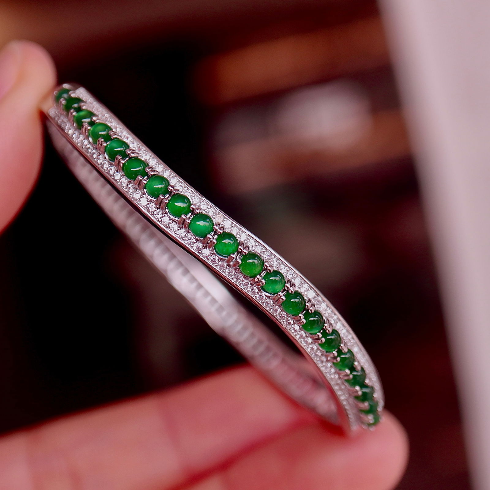 Natural jadeite bangle - 7