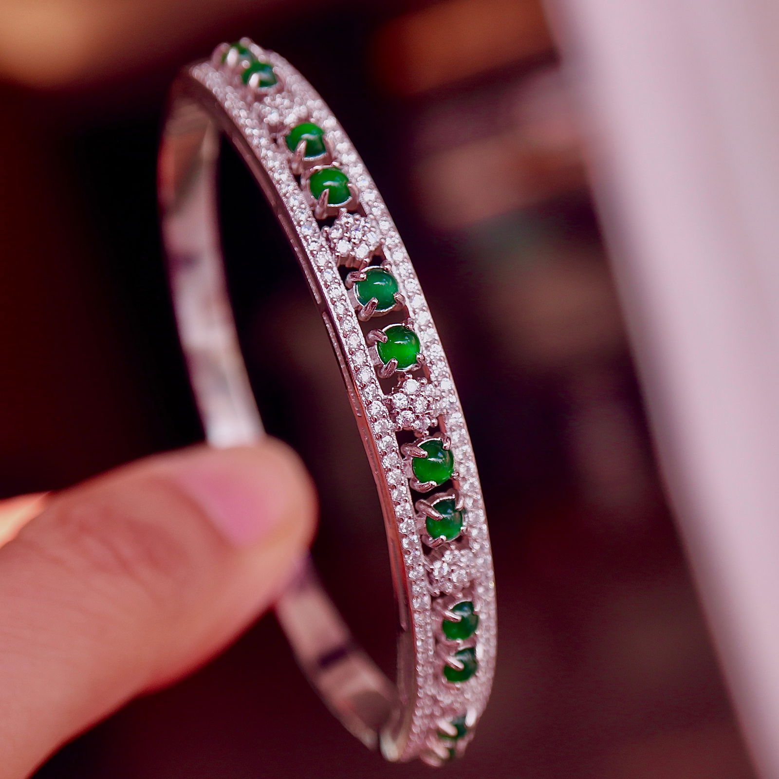 Natural jadeite bangle - 7