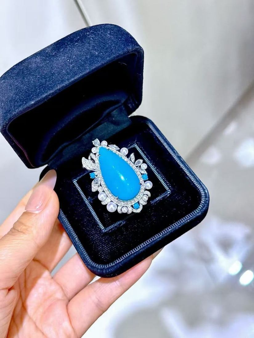 Platinum Turquoise Ring - 3