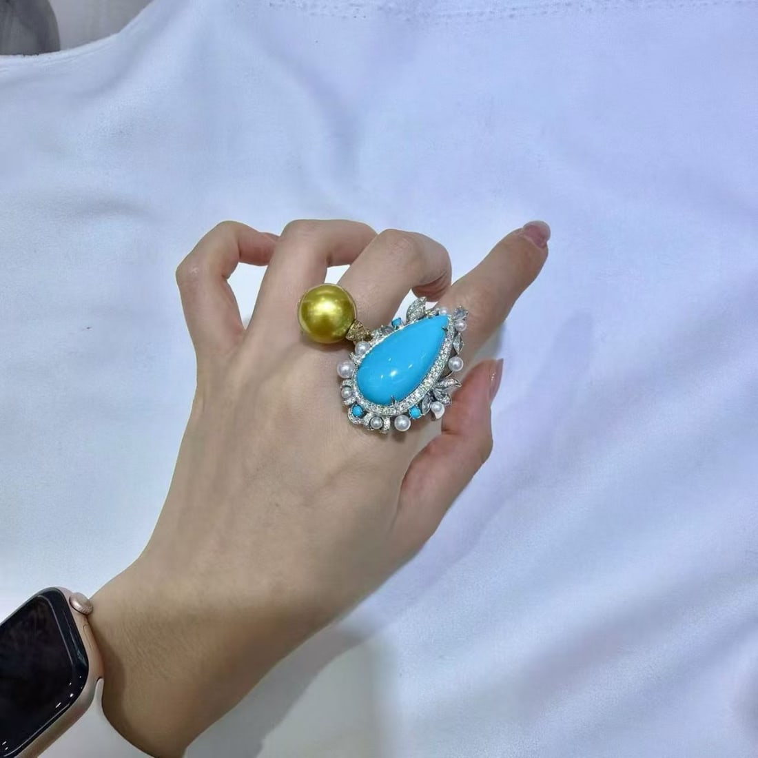 Platinum Turquoise Ring - 7