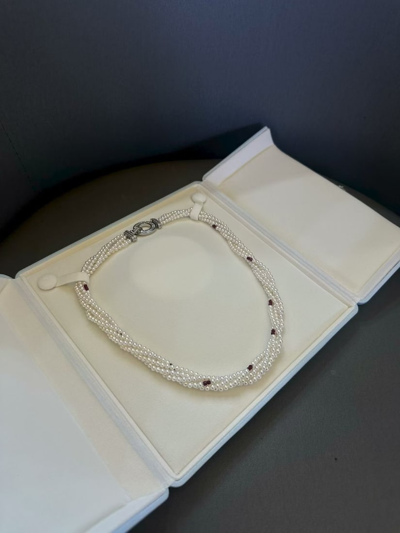 Pearl and ruby multi-layer necklace - 3