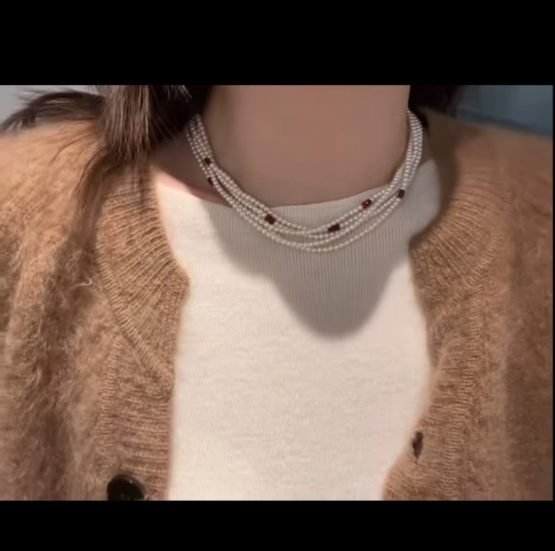 Pearl and ruby multi-layer necklace - 5