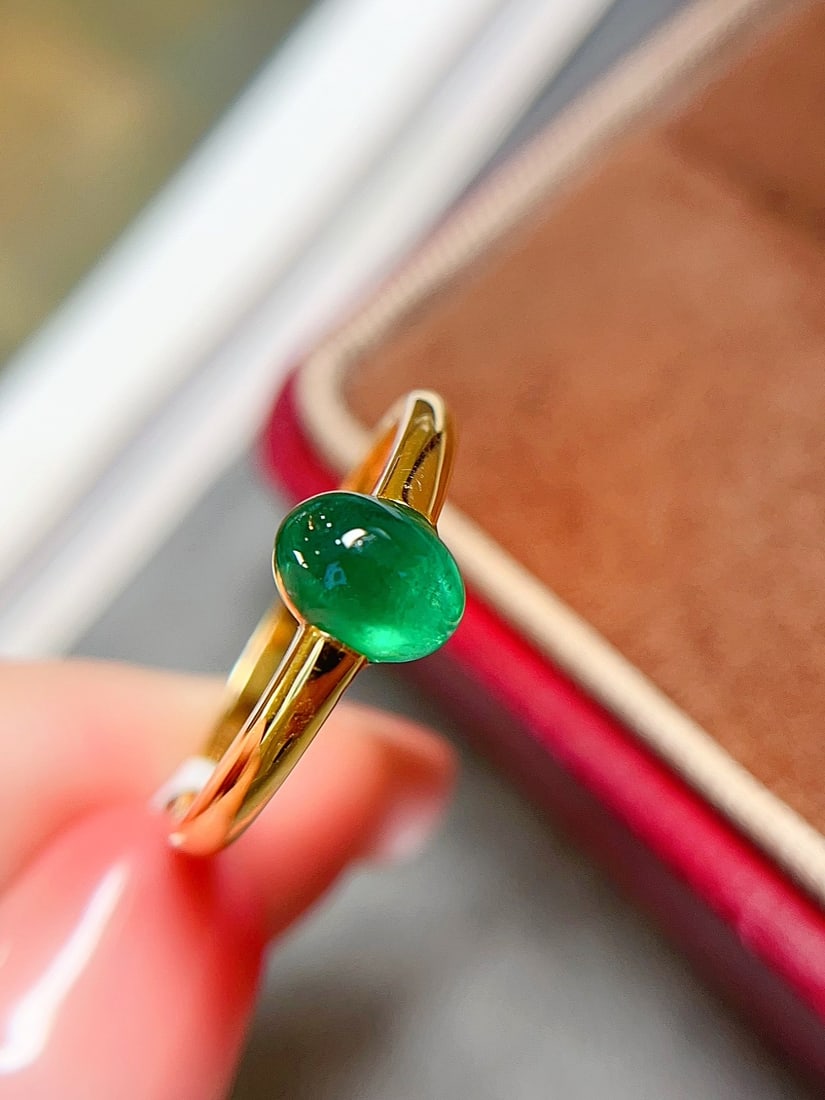 18K gold emerald ring - 4