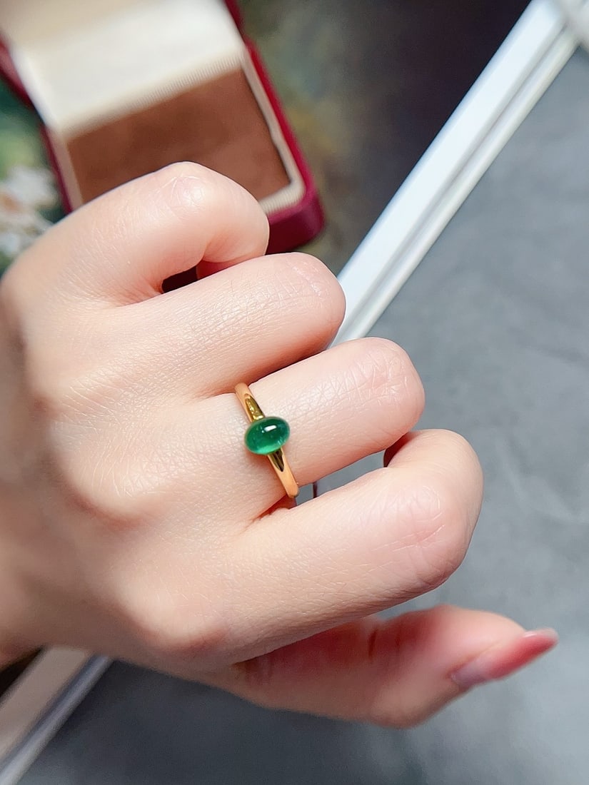 18K gold emerald ring - 6