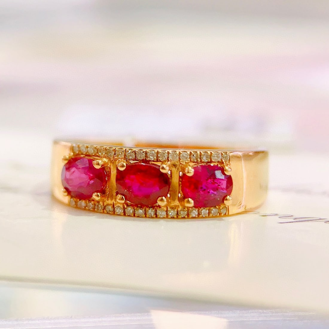 18K gold diamond and ruby ring - 2