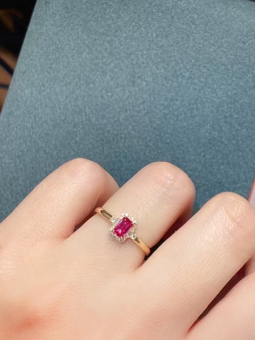 18K gold untreated ruby ring - 3