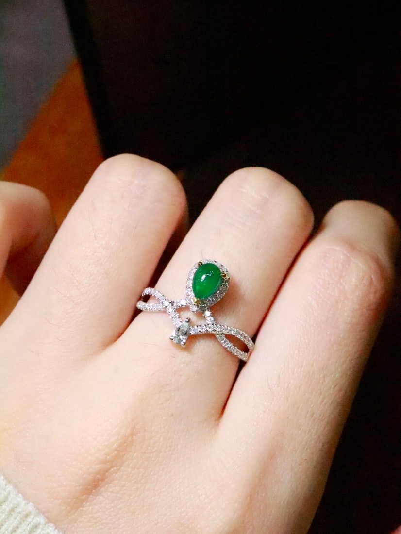 18K gold emerald ring - 5