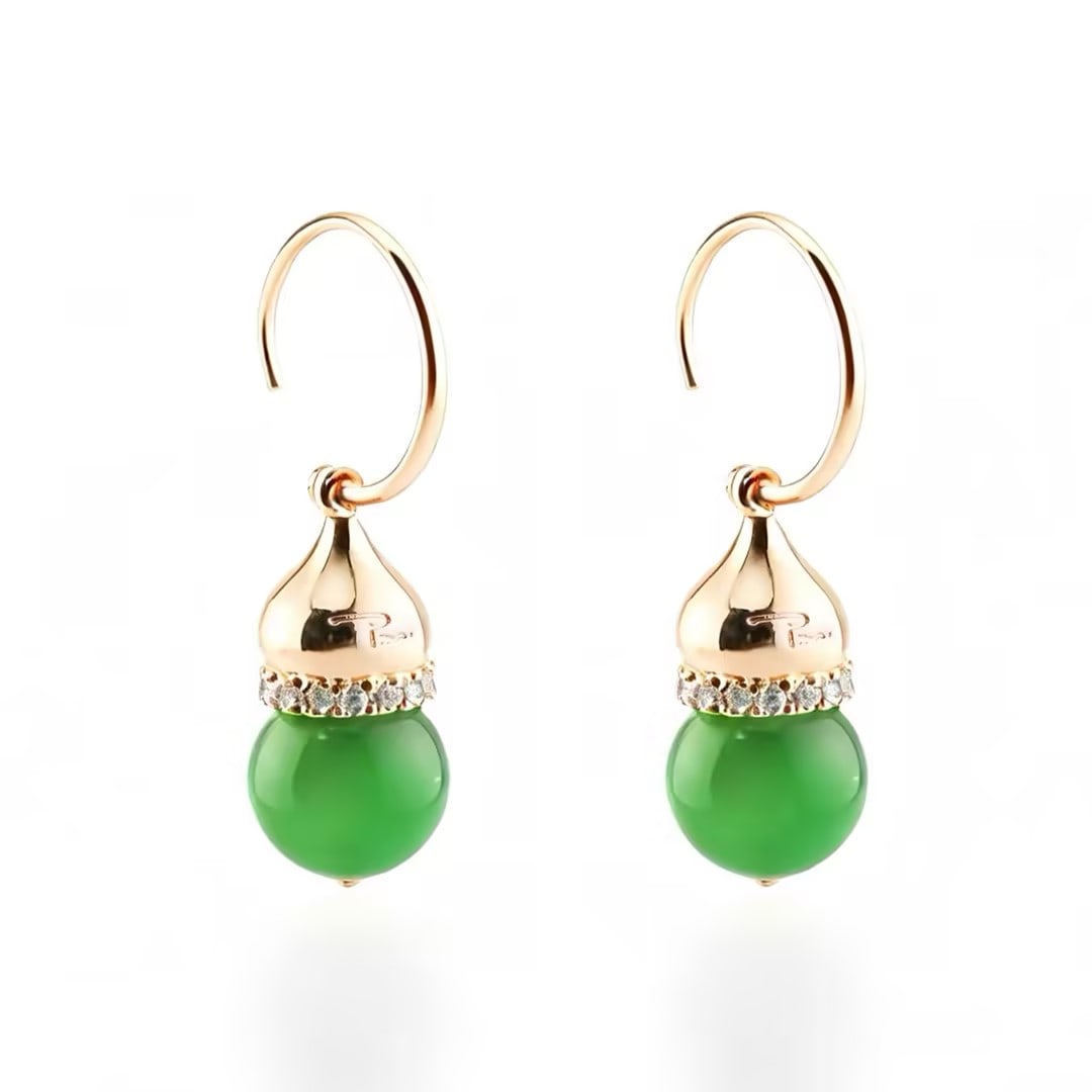 S925 Silver Needle Green Agate Earrings (1 of 6)