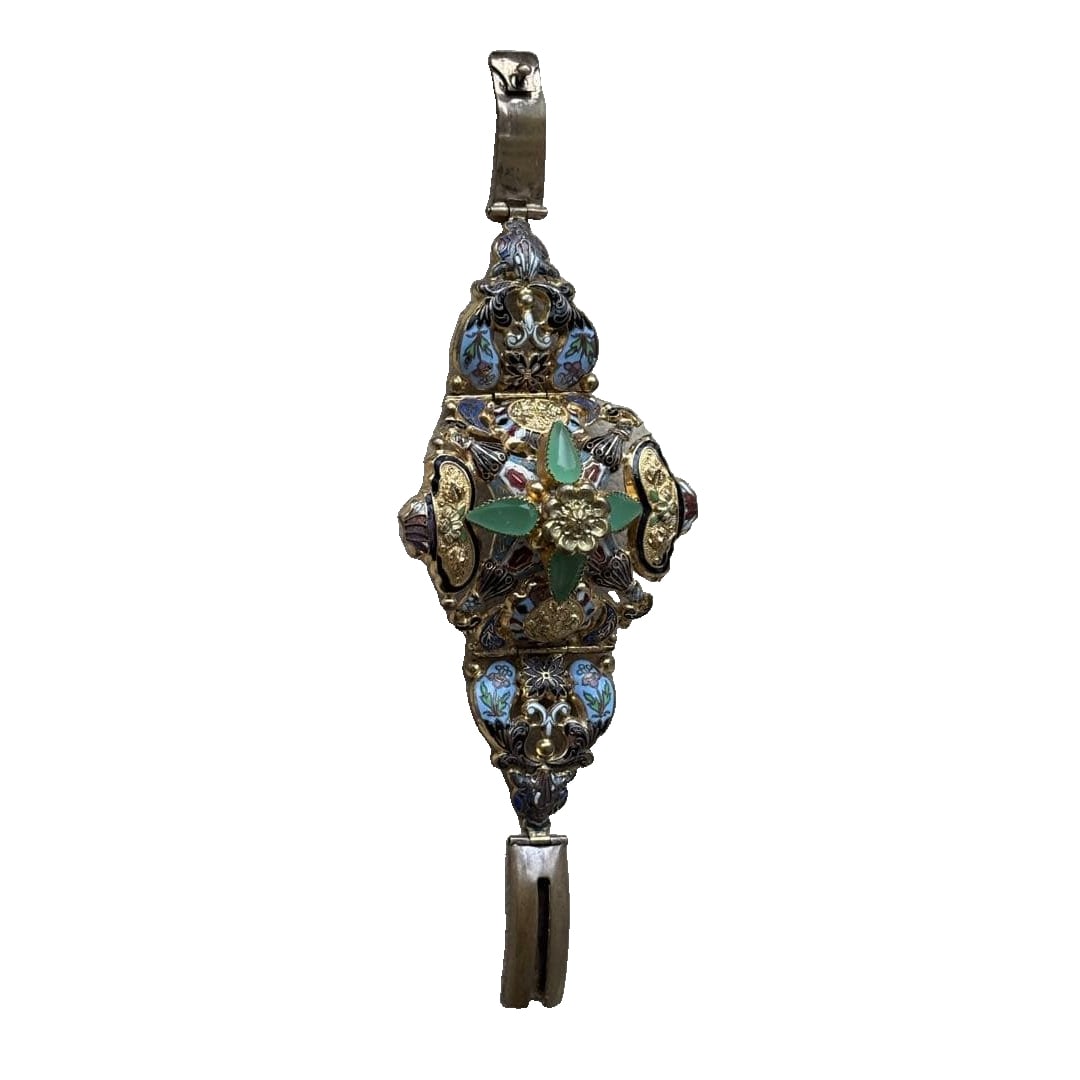 Antique CloisonnE Bracelet: This piece was purchased several years ago from a well-known antique shop in Kobe. The shop owner regularly traveled to Europe to source unique items, and this bracelet was acquired during one of