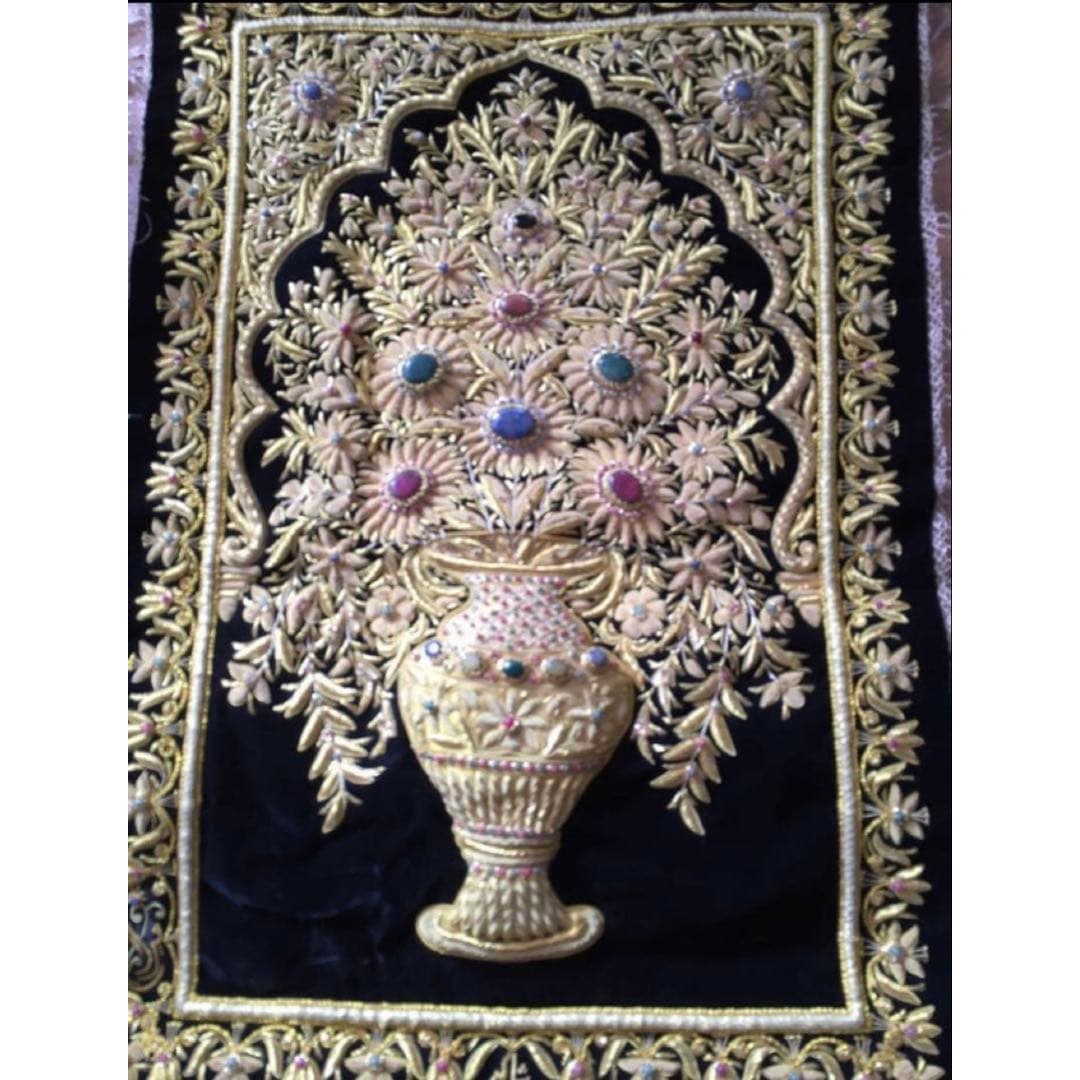 Rare Exotic Luxury Embroidered Tapestry – Gold Thread & 300 Gem Accents (1 of 11)