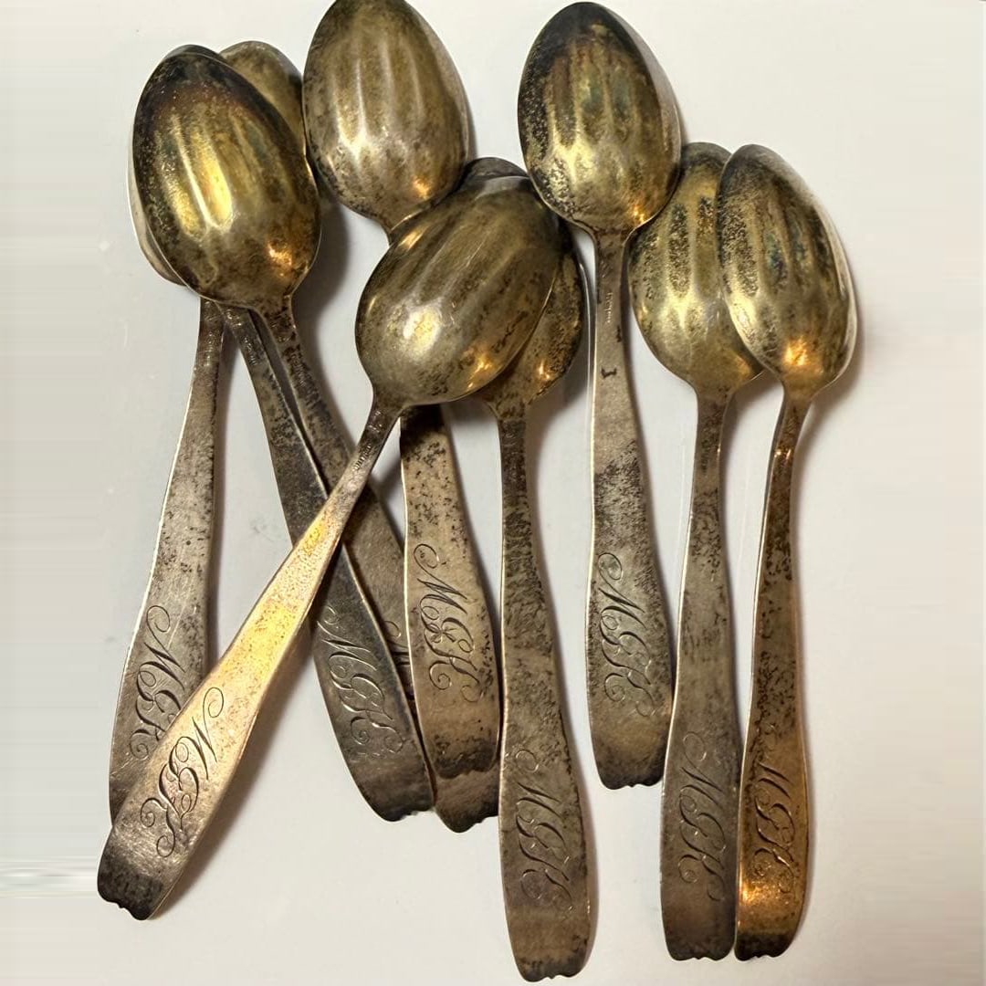 Antique Sterling Silver Spoons – Set of 8 (1 of 4)