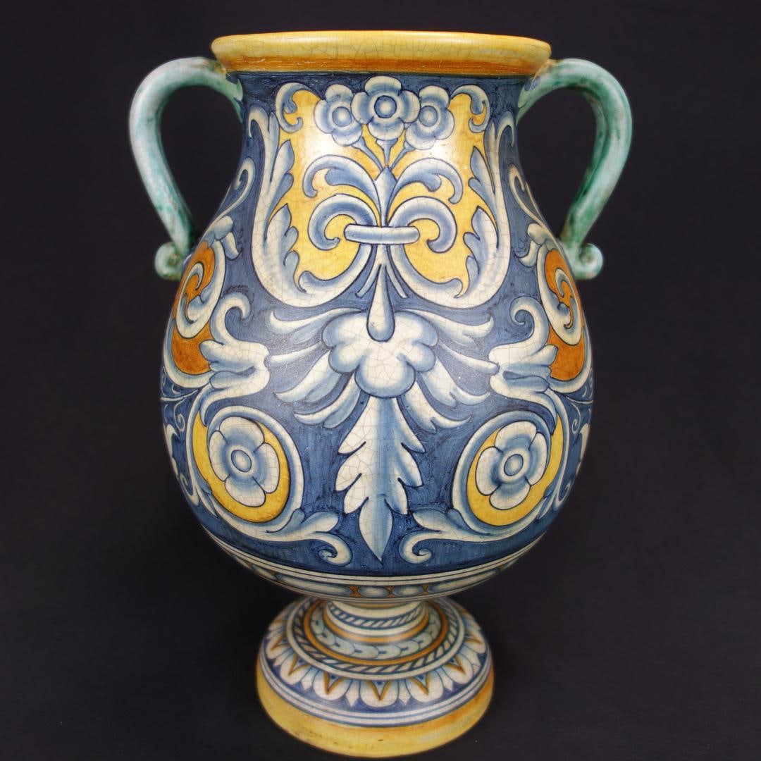 [Deruta Kiln] Majolica Ware Vase with Mysterious Motif – Made in Italy (1 of 10)