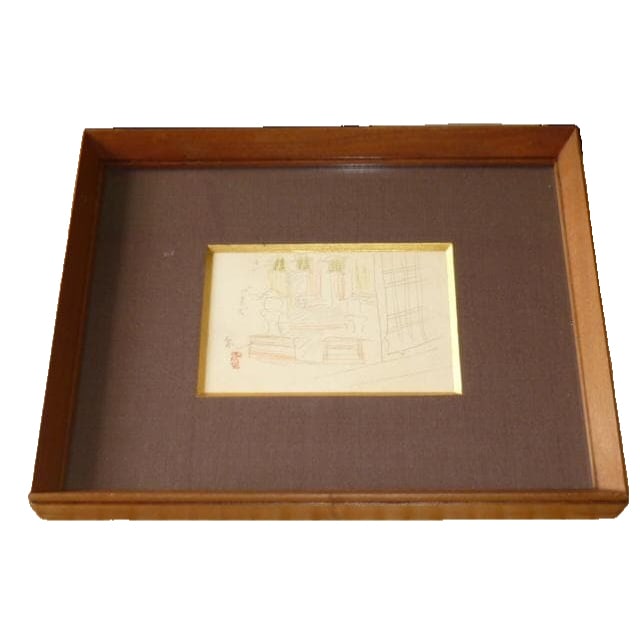 Authentic 1950s Illustration – Shohachi Kimura Kamenoko-dera – With Authentication Seal: A rare and well-preserved original illustration by ShOhachi Kimura from the 1950s (circa 1958, Showa 33), titled Kamenoko-dera . This piece comes framed with its original outer box and includes an aut