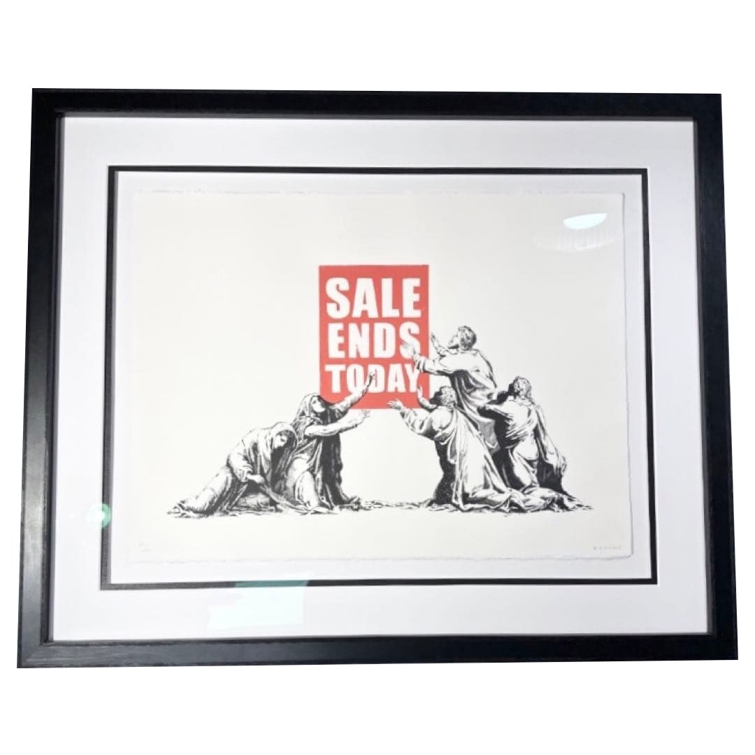 Banksy – Sale Ends V.2 (COA Included): Artwork Details Artist: Banksy Title: Sale Ends V.2 Year: 2017 Medium: Screen print on paper Edition: 500 Signature: Hand-signed by Banksy COA: Certificate of Authenticity included Description This 20