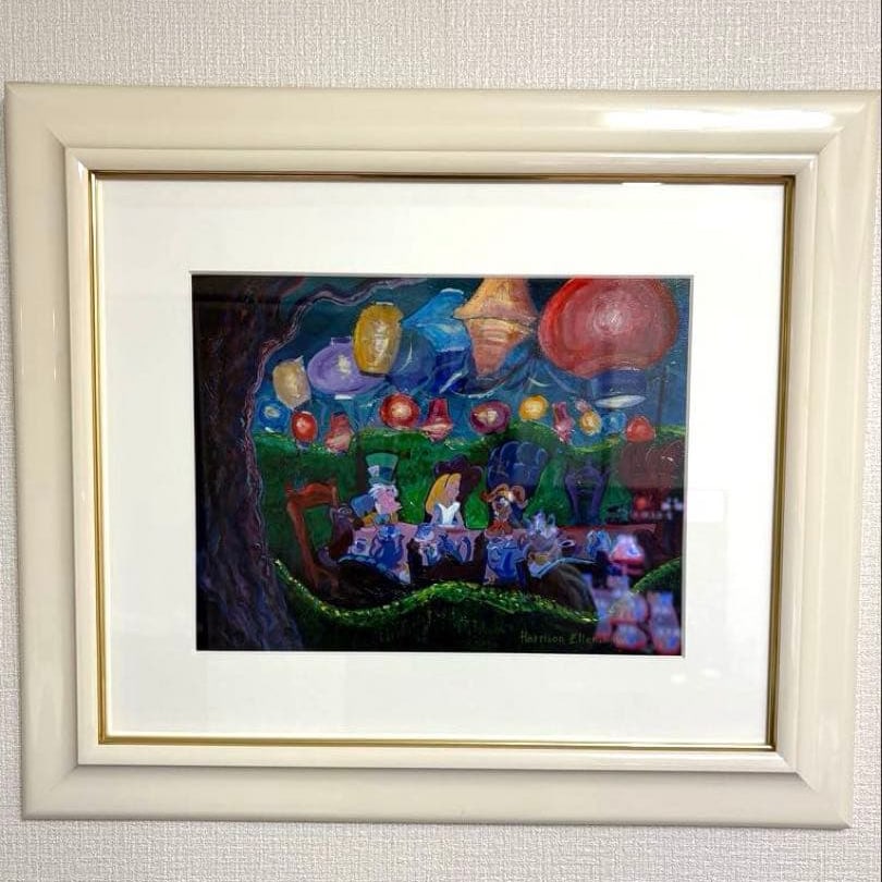 Harrison Ellenshaw – Original Artwork Alice’s Tea Party: Artwork Details Artist: Harrison Ellenshaw Title: Alice’s Tea Party Medium: Original painting Frame Dimensions: 52cm × 59cm Signature: Signed by the artist Condition: Frame shows yellowing due to a