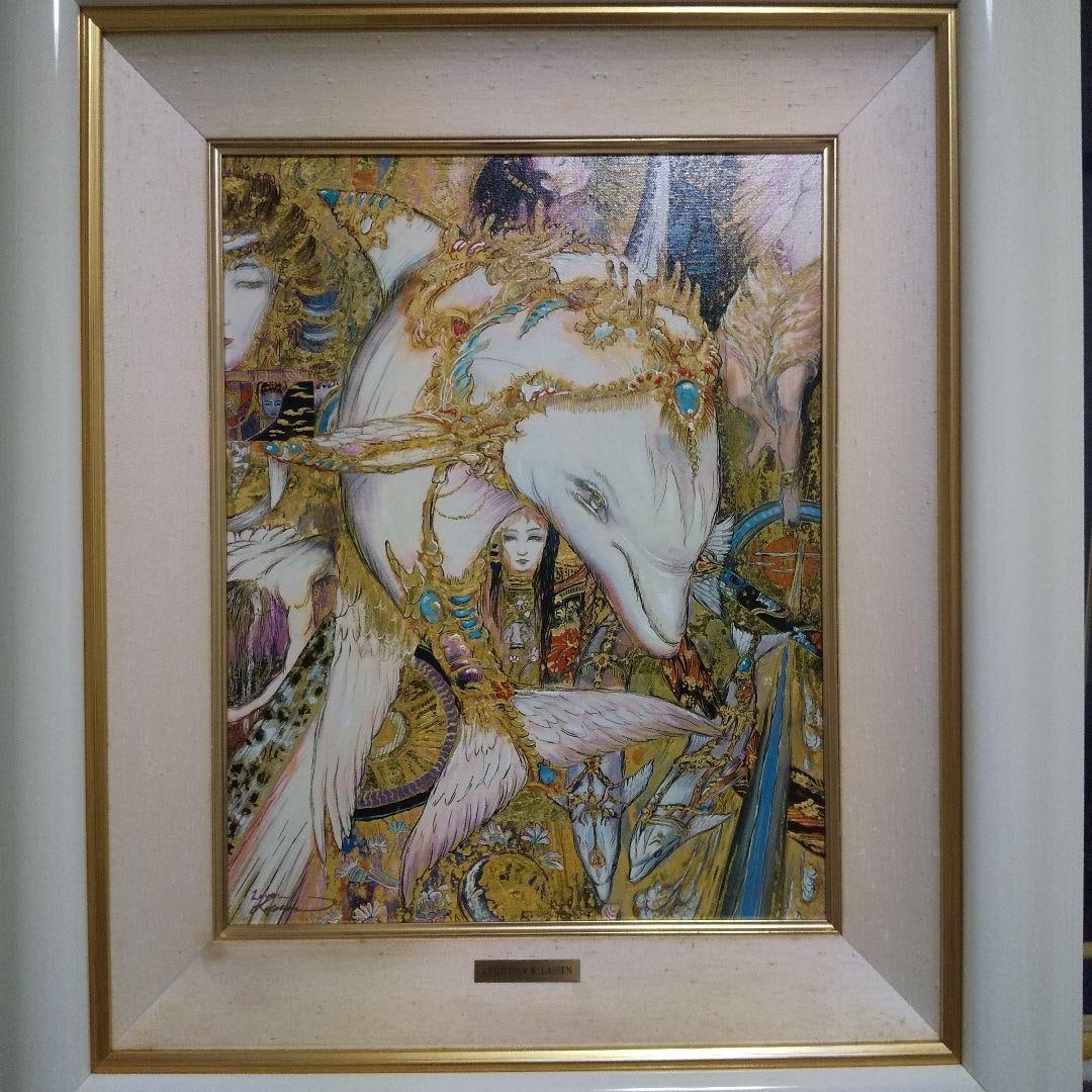 Christian Lassen White Dolphin Marine Art: Marine-themed artwork by Christian Lassen, titled White Dolphin (label on the back indicates the title, but it may correspond to Ocean Angel ). Artist: Christian Lassen Title: White Dolphin