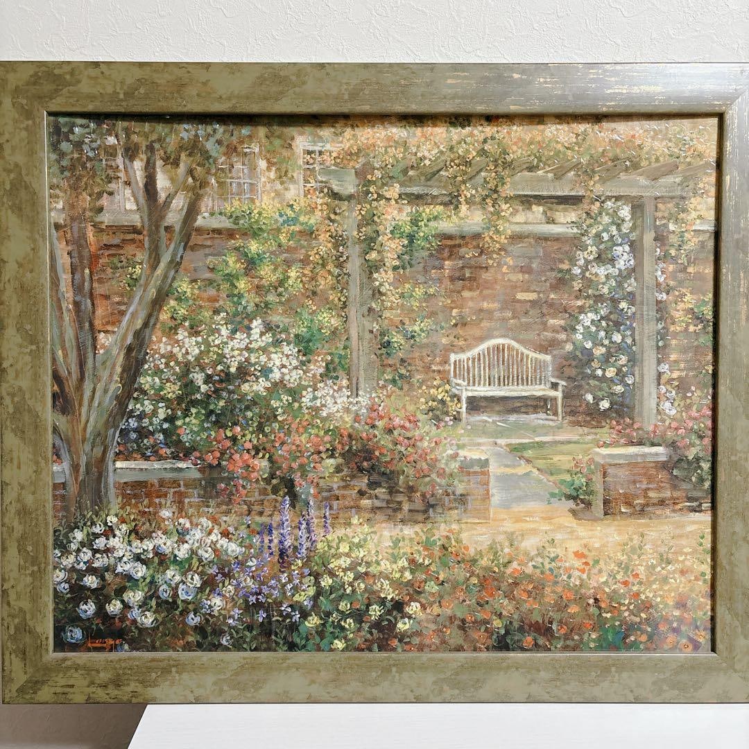 Longo Patio Garden II Large Framed Landscape, Oil-Finish Textured Work, 76 × 91 cm (1 of 7)
