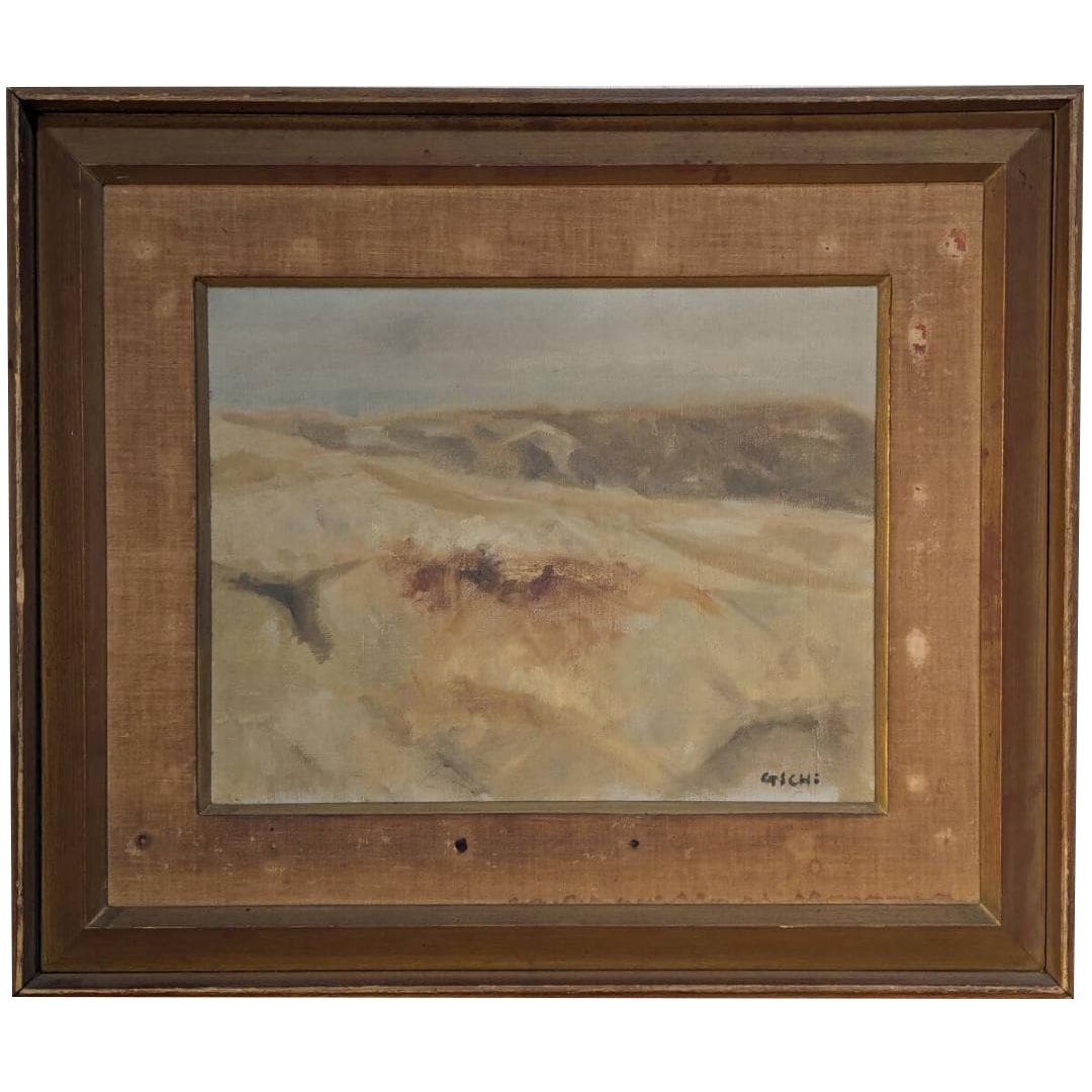 Oil Painting – Dune Landscape | Serene Earth, Flowing Sands: A tranquil oil painting capturing the quiet majesty of undulating sand dunes. The artwork beautifully conveys the rhythm and stillness of desert landscapes, inviting viewers to experience the meditati