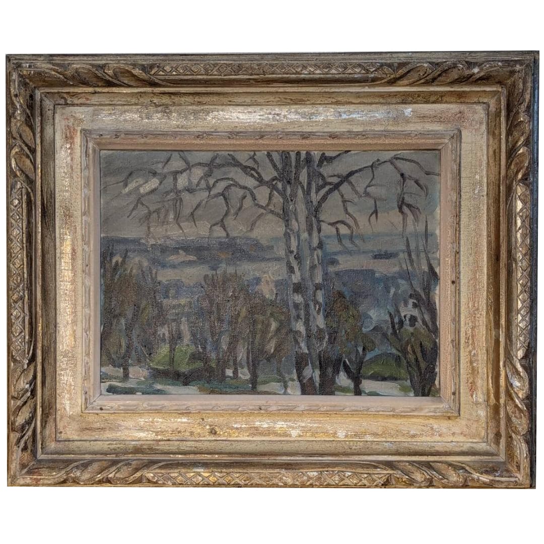 Early Winter Park Scene, Oil on Canvas, F4, Framed (1 of 7)