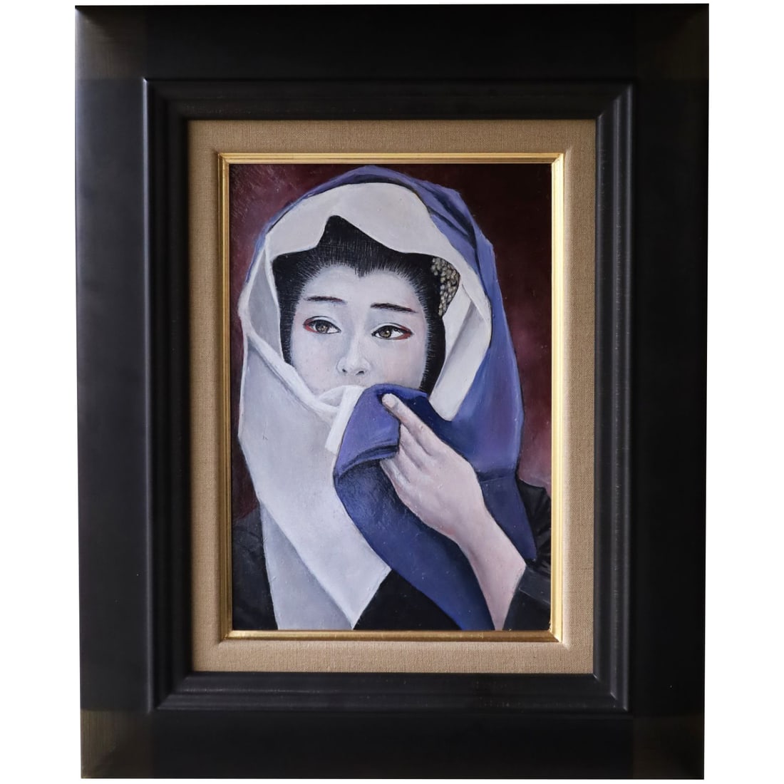 Katsumi Nemoto, Usuhana Sakura, Oil on Panel, 2022, P3, Unique Work: Usuhana Sakura is a unique oil painting created in May 2022 by Japanese artist Katsumi Nemoto, a Nitten-exhibiting artist. The work depicts a geiko (formerly maiko) from the Gion district of Kyoto. Re