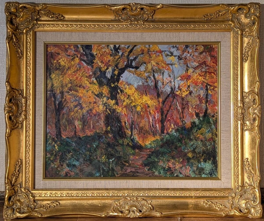 Soichi Araki Autumn Road Oil on Canvas (No.6) – Shigenkai Landscape Painter (1 of 8)