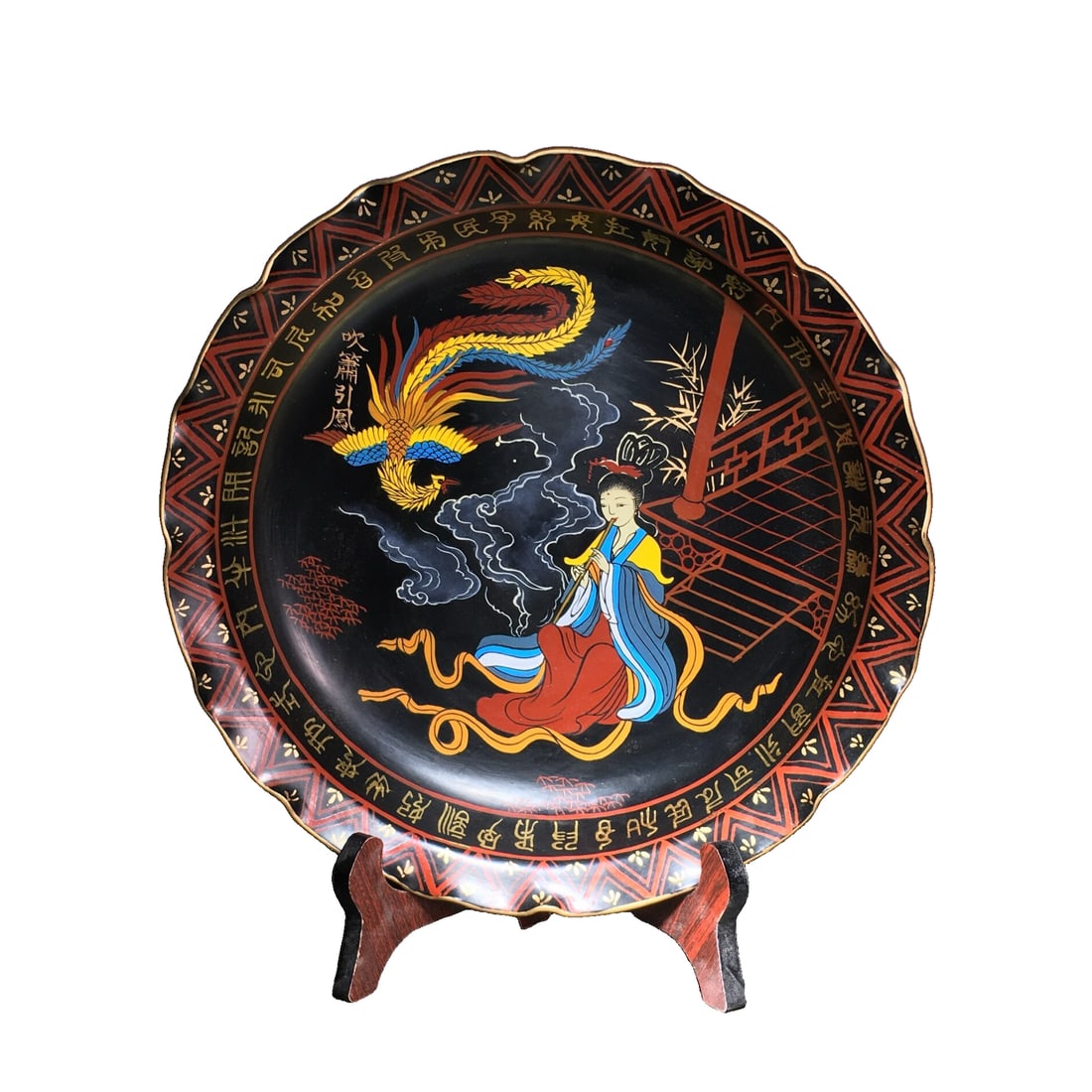 Purple clay plate with gold trim: Antique Tibetan gold-painted purple sand tray Diameter 29 centimeters, Height 6.5 centimeters, Weight 1430 grams