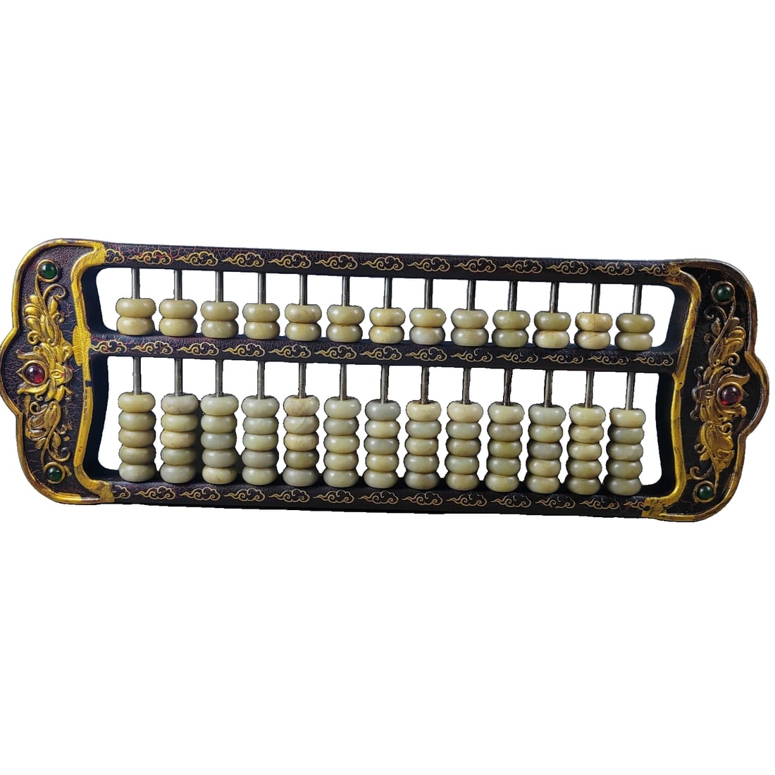 Wooden abacus ornament in white jade (1 of 10)