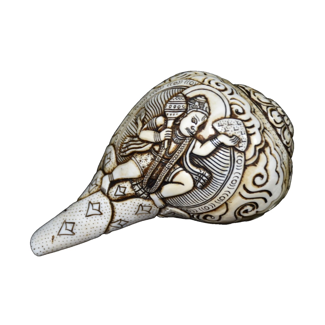 Hand-carved conch shell Guanyin Buddha statue, named "Hai Luo Hao". (1 of 10)