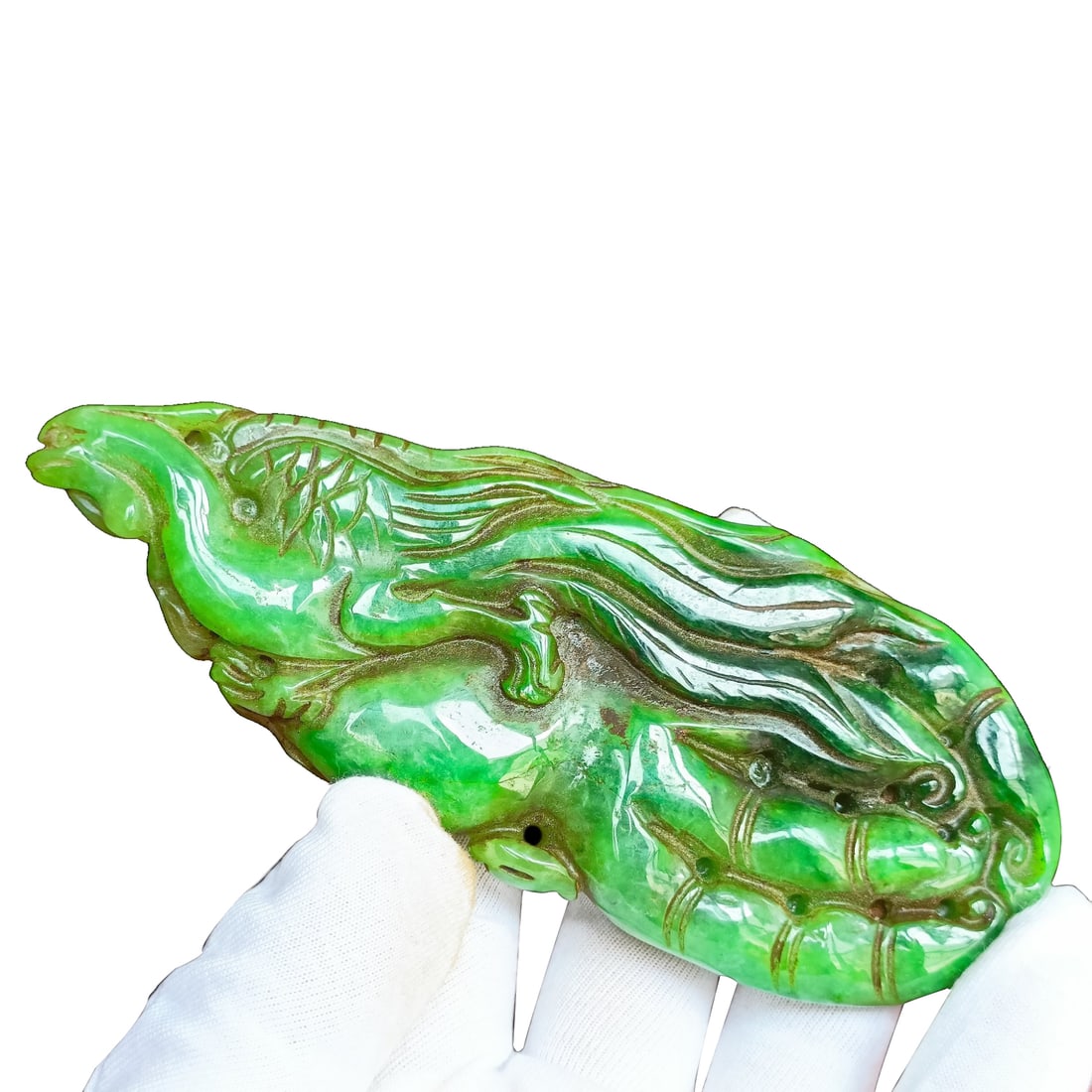 Qing Dynasty old jadeite phoenix pendant (1 of 10)
