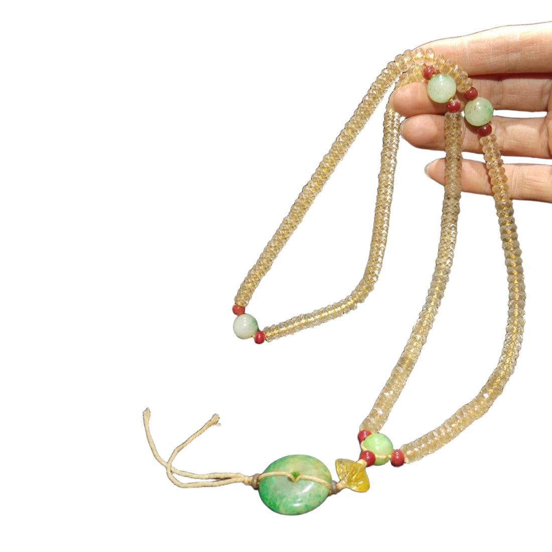 Qing Dynasty vintage crystal Buddha bead necklace (1 of 8)